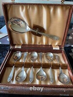Antique Silver Plated Spoon and Fork Set in Original Box