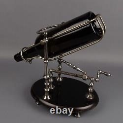 Antique Silver Plated Wine Bottle Cradle Mechanical Decanter, France c1900