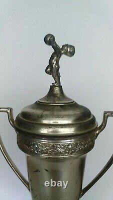 Antique Silver plate Basketball trophy with cherubs 16 3/4 tall No engraving