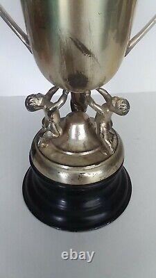 Antique Silver plate Basketball trophy with cherubs 16 3/4 tall No engraving