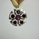 Antique Soviet USSR Pendant Sterling Silver 875 & Gold Plated Red Glass Women's