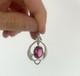 Antique Soviet USSR Pendant Sterling Silver 875 & Gold Plated Red Glass Women's