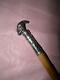 Antique Swagger Stick- Silver Plate Collar And Jester/Punch Head/Face Top
