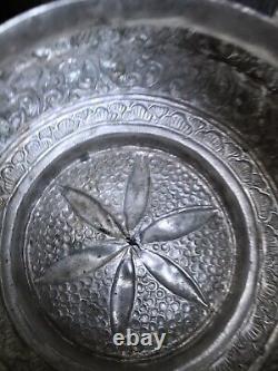 Antique TIBETAN CEREMONIAL EWER silver plated ritual teapot lidded water vessel