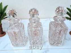 Antique Tantalus Silver Plated + Three Decanters Art Deco Trio Glass Decanter