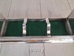 Antique Tantalus Silver Plated + Three Decanters Art Deco Trio Glass Decanter