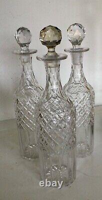 Antique Tantalus Silver Plated With 3 Tall Crystal Decanters