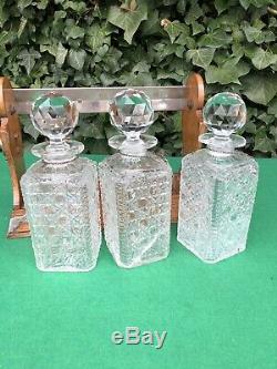 Antique Tantalus Wood & Silver Plate, Decanters With Labels, Betjemanns Dublin