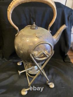 Antique Teapots 2 Silver Plated, Vintners OfSheffield And Oil Burning CampTeapot