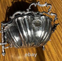 Antique Thomas Webb & Sons England Silver Plated Biscuit Barrel Victorian Rare