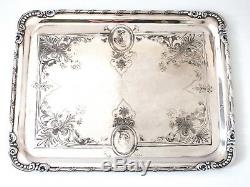 Antique Tray Silver Plate Aesthetic Medallion Portrait Face Greek Revival RARE