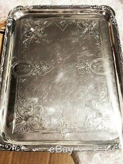 Antique Tray Silver Plate Aesthetic Medallion Portrait Face Greek Revival RARE