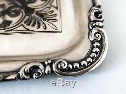 Antique Tray Silver Plate Aesthetic Medallion Portrait Face Greek Revival RARE