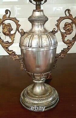 Antique Trophy Lamps in Silver Plate A Pair