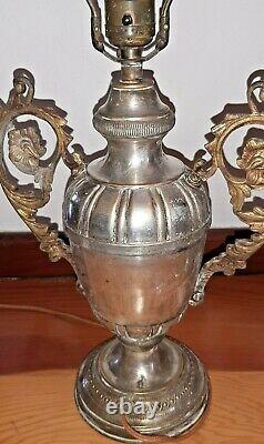 Antique Trophy Lamps in Silver Plate A Pair