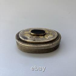 Antique Turkmen/Kazakh Silver Plated and Black Onyx Box