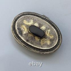 Antique Turkmen/Kazakh Silver Plated and Black Onyx Box
