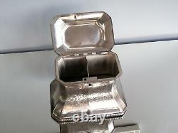Antique Twin Section Tea Caddy Old Sheffield Silver Plate Victorian Rare