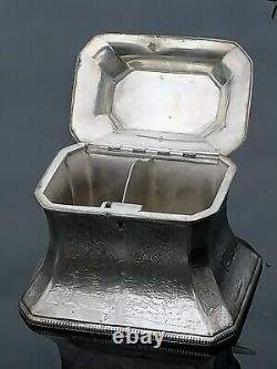 Antique Twin Section Tea Caddy Old Sheffield Silver Plate Victorian Rare