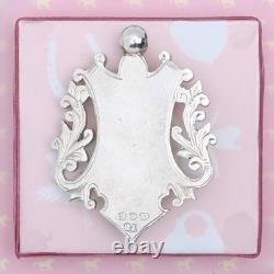 Antique Victorian 1.75 Sterling Silver Rose Yellow Gold Plate Fob Charm Pendant