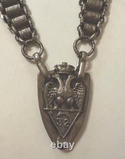 Antique Victorian 26 Book Chain With 32nd Degree Mason Emblem Nickel Silver
