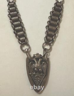 Antique Victorian 26 Book Chain With 32nd Degree Mason Emblem Nickel Silver