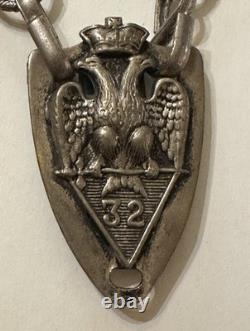 Antique Victorian 26 Book Chain With 32nd Degree Mason Emblem Nickel Silver