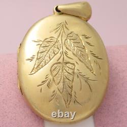 Antique Victorian Aesthetic Period Sterling Silver Vermeil 2 FERN Leaf Locket