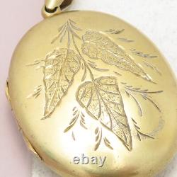 Antique Victorian Aesthetic Period Sterling Silver Vermeil 2 FERN Leaf Locket