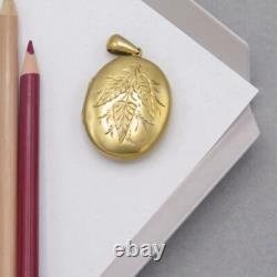 Antique Victorian Aesthetic Period Sterling Silver Vermeil 2 FERN Leaf Locket