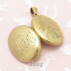 Antique Victorian Aesthetic Period Sterling Silver Vermeil 2 FERN Leaf Locket