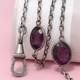 Antique Victorian Bezel Set Amethyst Paste Glass Silver Plate 45 Chain Necklace