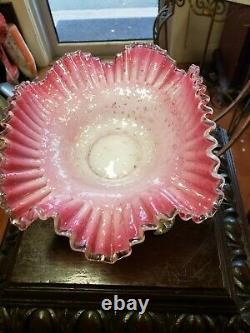 Antique Victorian Bridal Bowl with Silver plate Basket A BeautyFree Ship! 1880s