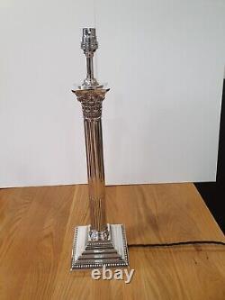 Antique Victorian Corinthian Silver Plate Column Lamp C1895