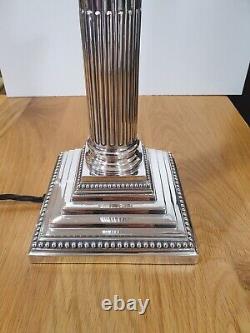 Antique Victorian Corinthian Silver Plate Column Lamp C1895