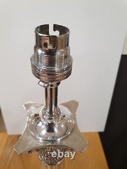 Antique Victorian Corinthian Silver Plate Column Lamp C1895