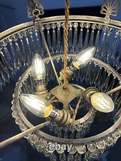 Antique Victorian Crystal Waterfall Chandelier By F&C Osler Silver Plated Frame