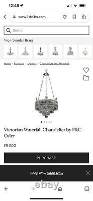 Antique Victorian Crystal Waterfall Chandelier By F&C Osler Silver Plated Frame