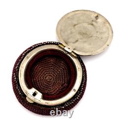 Antique Victorian Cut Steel Coin Purse Silver Plated Repousse Lid Tatting Base