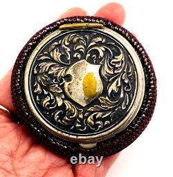 Antique Victorian Cut Steel Coin Purse Silver Plated Repousse Lid Tatting Base