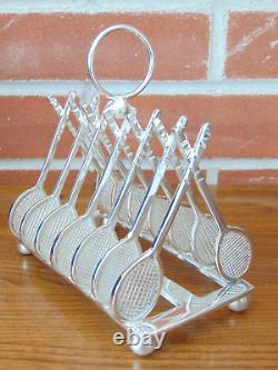 Antique Victorian French Silver Plated Tennis Racket 6 Slice Novelty Toast Rack