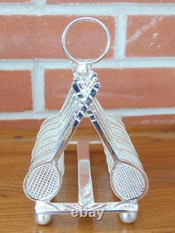 Antique Victorian French Silver Plated Tennis Racket 6 Slice Novelty Toast Rack