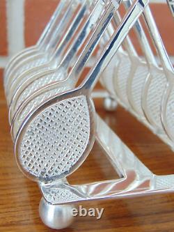 Antique Victorian French Silver Plated Tennis Racket 6 Slice Novelty Toast Rack