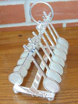 Antique Victorian French Silver Plated Tennis Racket 6 Slice Novelty Toast Rack