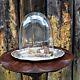 Antique Victorian Glass Cloche Dome Shop Display England Silver Plate Tray Mediu
