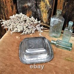 Antique Victorian Hand Etched English Silver Plate Engraved Sardine Dish