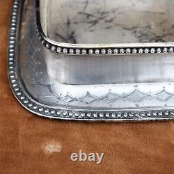 Antique Victorian Hand Etched English Silver Plate Engraved Sardine Dish