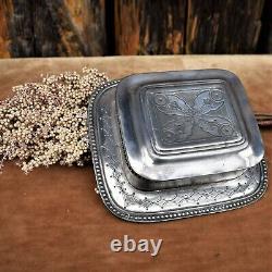 Antique Victorian Hand Etched English Silver Plate Engraved Sardine Dish