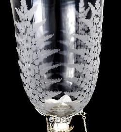 Antique Victorian Mappin Webb glass celery vase fern engraved silver plated swan