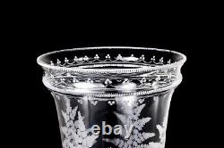 Antique Victorian Mappin Webb glass celery vase fern engraved silver plated swan